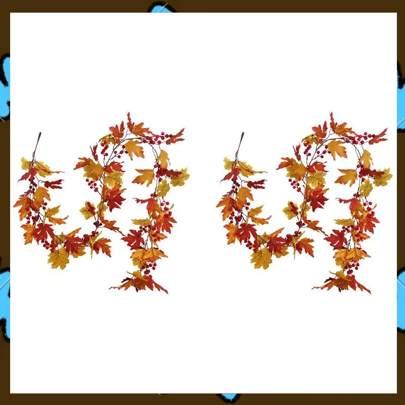 

Promotion! 2X Artificial Fall Maple Leaf Vine, Wedding Backdrop Arch Wall Decor, Fake Hanging Plant Ivy