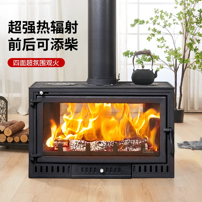 Wood-burning real fire fireplace Wood-burning heating Rural Real fire Firewood cast iron Self-buil