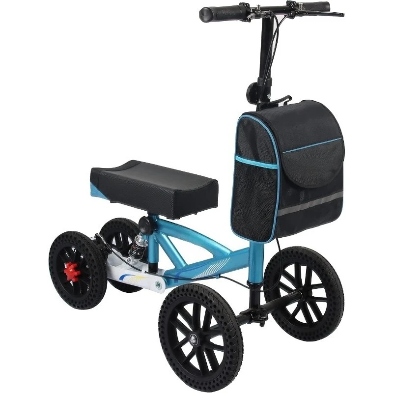 All Terrain Opvouwbare Knie Scooter Walker, Schijfrem Knie Walker Voor Voetblessures, Compacte Krukken Alternatief (Zwart)