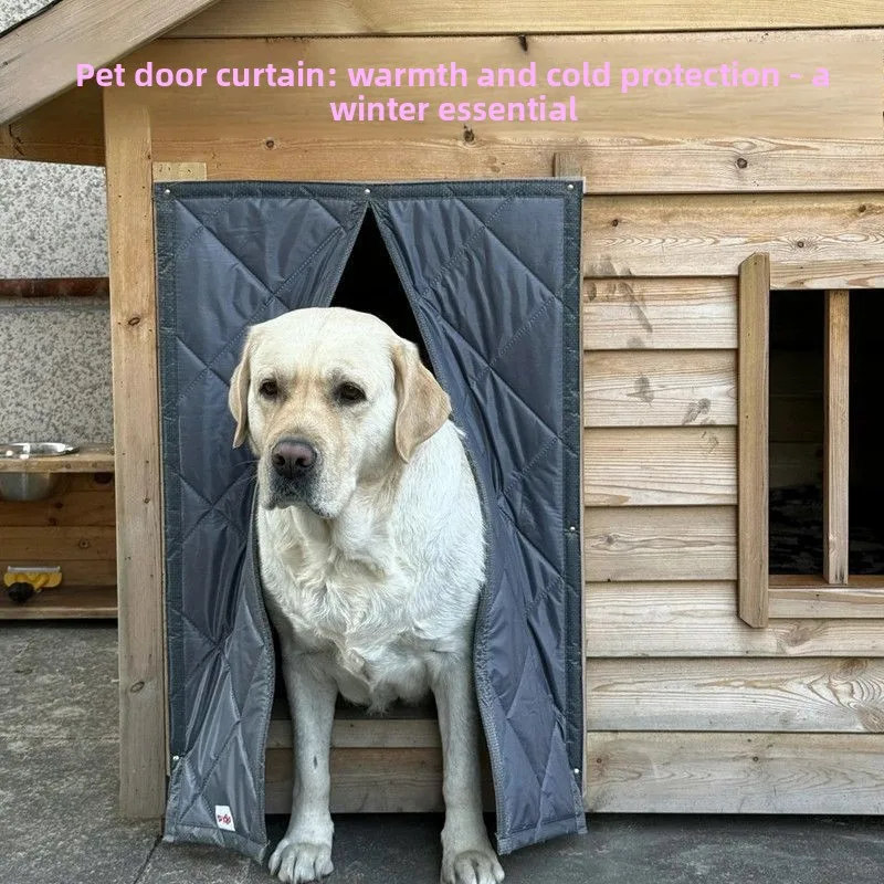 Winter pet warm cotton door curtain for dog houses and cat nests, cold-proof, thickened, waterproof, rain snow resistant,outdoor view 2