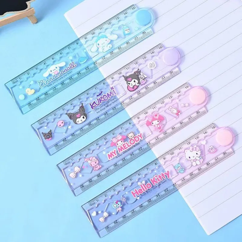 24pcs/lot Sanrio Kuromi Melody Kitty Ruler Cute Cinnamoroll Folding Ruler Drawing Tool Promotional Stationery Gift School Supply