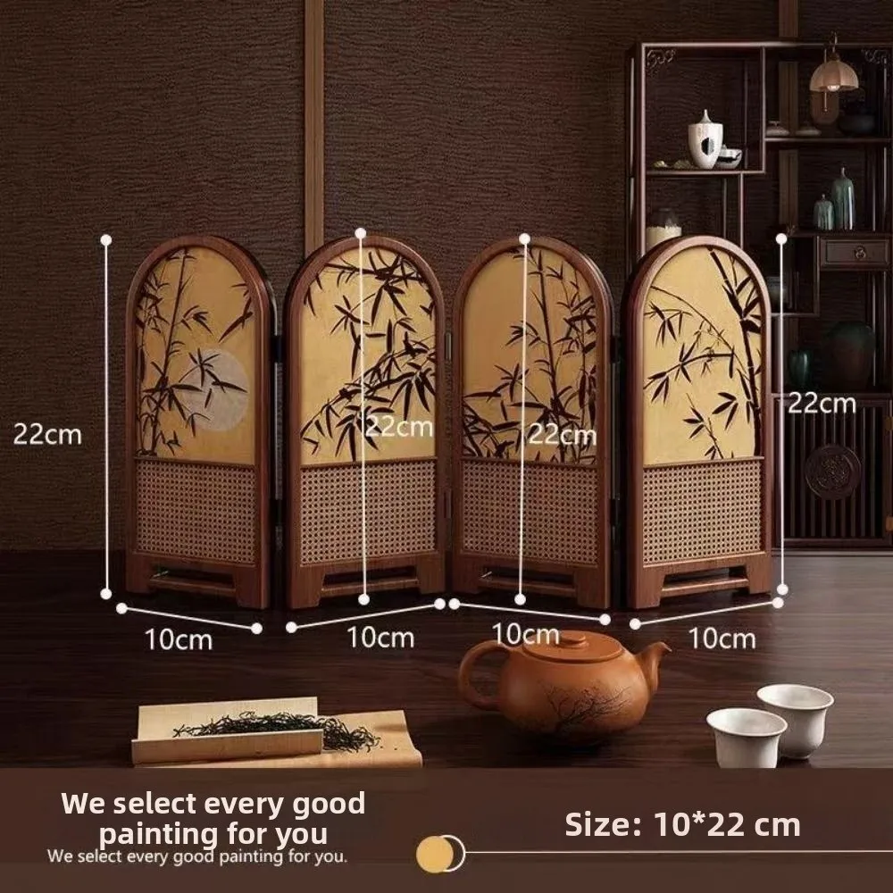 Multicolor Miniature Folding Screen Tri-fold Quadruple Fold 1:12 Scale Desktop Scene Layout Model Chinese Retro Small Size