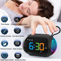 Mini Portable FM Radio Dual Alarm Clock LED Display Radios Receiver RGB Light Bluetooth Subwoofer TF Card USB MP3 Music Player