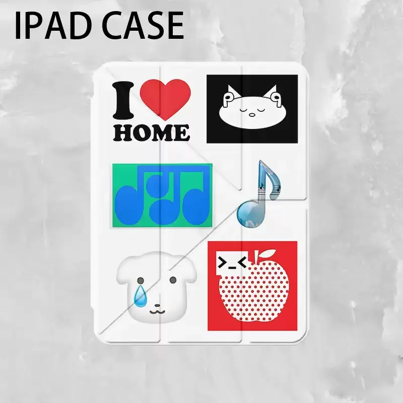 Korean Dog Cat Emotions Love Niche Tablet Case For iPad Pro 13 11th A16 12.9' 10 9 8 7 6 Th Air 3 2 1 Mini 7 6 5 4 Cover