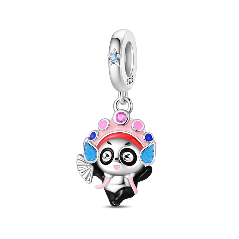 925 Sterling Silver Sichuan Opera Face Changing Panda Charms Pendant Fit Original Bracelet DIY Women Anniversary Jewelry Gifts