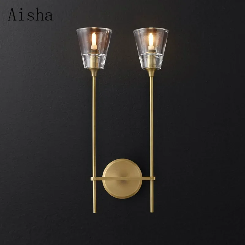 

Postmodern Wall Lamp American Wrought Iron Wall Light 1 Head/2 Heads Furniture Decoration Hotel Aisle Bedroom Bedside Lamps E14