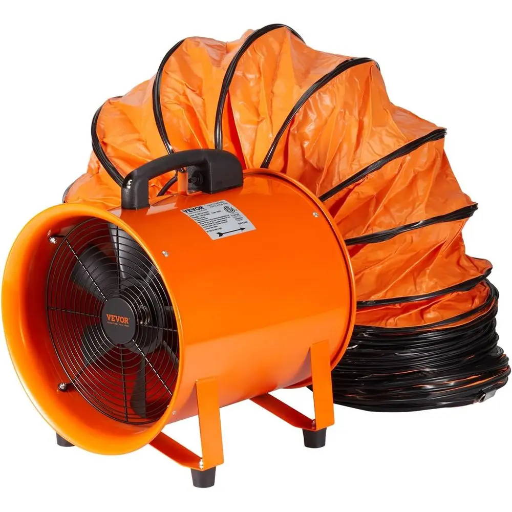 

Air Mover Blower an 10 Inch, 1893CM 380W with 33t lexible Duct, Industrial Portable Ventilator Blower/Exhaust, Orange