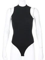 Harajuku Solid Jumpsuit Women Sleeveless Bodycon Sexy Black Body Tops Fashion Streetwear Vintage Y2k Gothic Bodysuits Clothing 5
