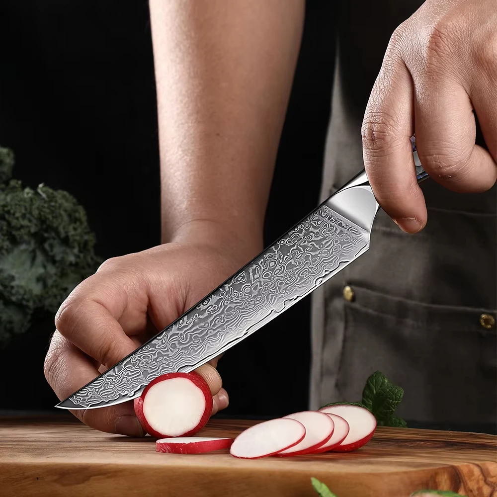 

XITUO Japanese Damascus AUS-10 Steel 6 Inch Utility Knife Ultra Sharp Chef Slicing Kitchen Knives Cut Fruit Vegetables Meat