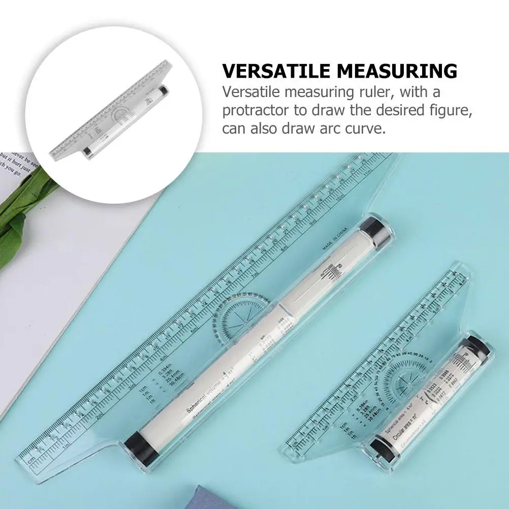 Multipurpose Drawing Roller Ruler Plastic Measuring Tool for Students Engineers Versatile Drafting Aid Protractor Template
