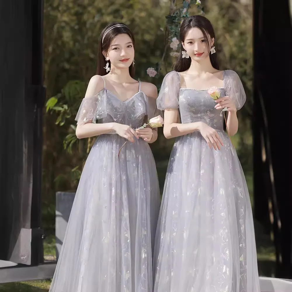 

ey Long Maidsmaid Dr 2024 New Summer Sensation Wedding Sister up Gown Ele Slimming Midi Skirt Wedding Dr
