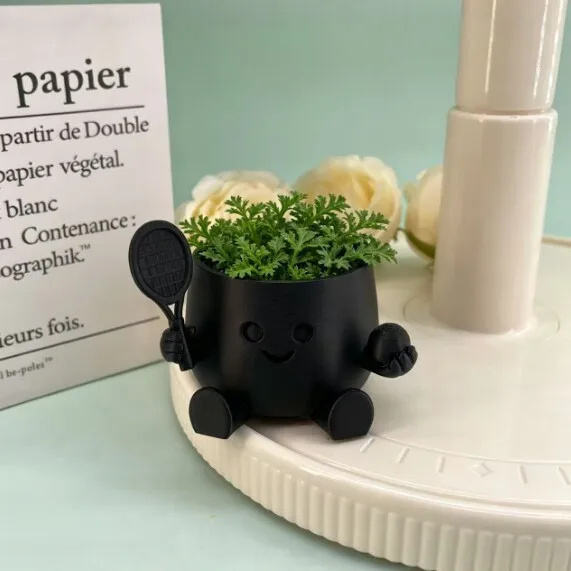 Tennis Player cartoon mini Succulent Plant Pot Creative desktop Decoration Home Office Desk Potted Plant Ornament Friend Gift