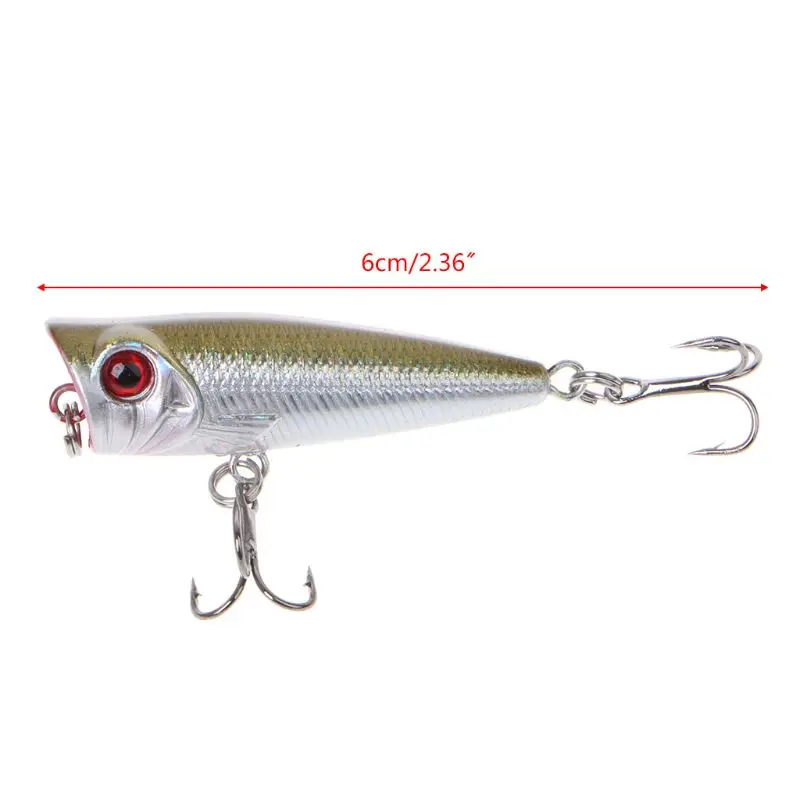 1PC Popper 50mm 4 Señuelos Pesca Crankbait manivela señuelo cebo aparejos anzuelos triples