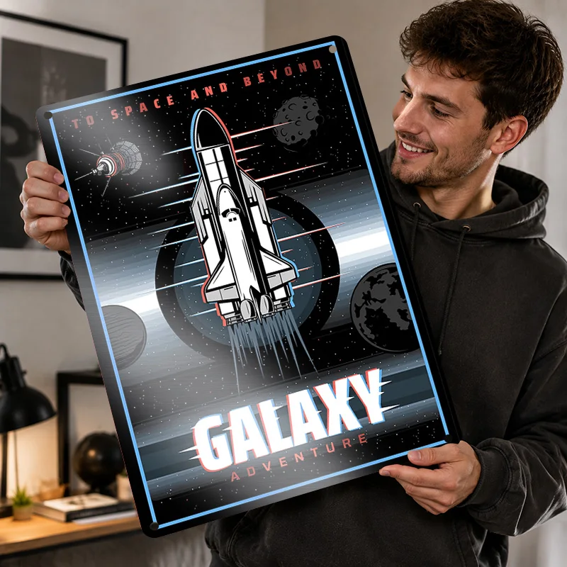 Space Shuttle Printed Posters Customized Metal Sign Deep Universe Graphic Wall Art Ideal For Classroom Hallway And Explorers