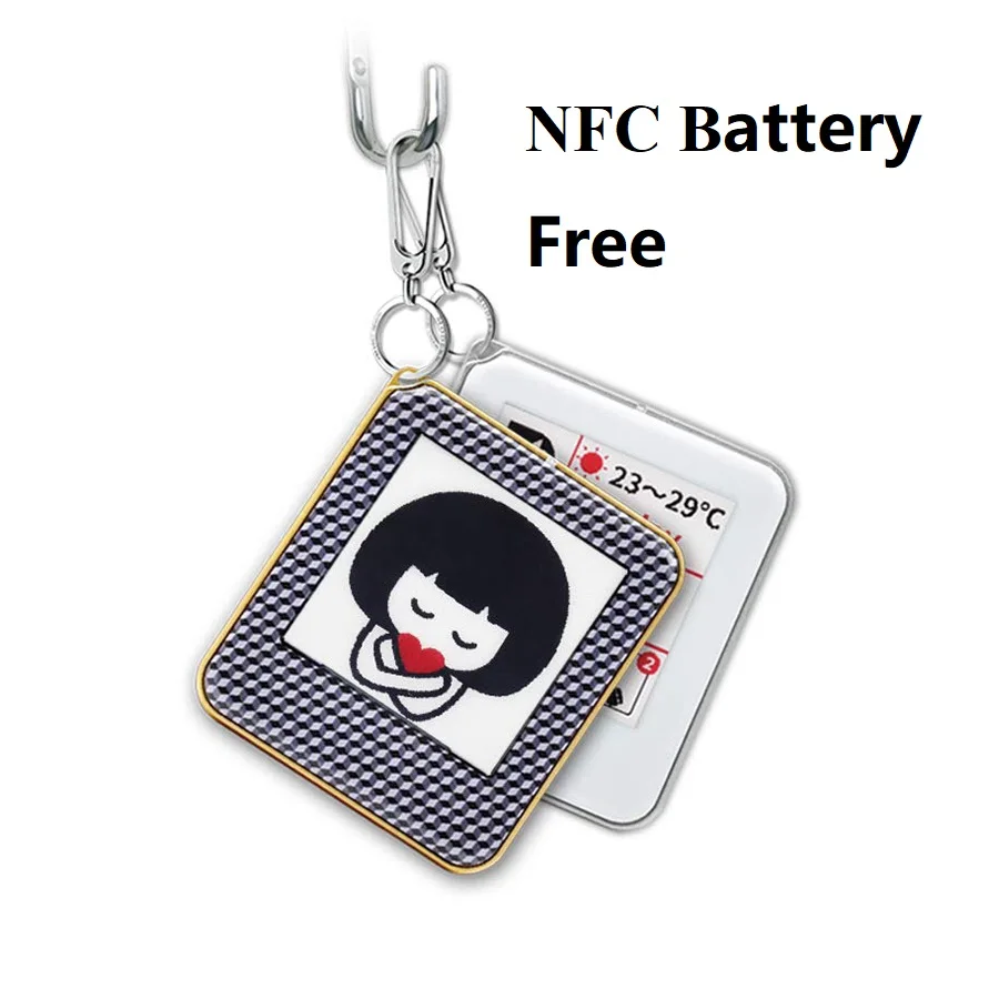 Eink 그림 태그 패시브 NFC 구동 전자 종이 화면 디지털 그림 프레임 키체인, 배낭 펜던트 휴대폰 장식, 1.54 인치