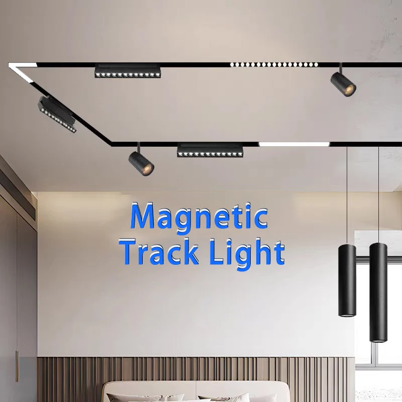 48V Magnetic LED Track Light Led SpotLight Set Rail Ceiling Lamp Kitchen Track Chandelier Indoor Lighting  For Store Living Room