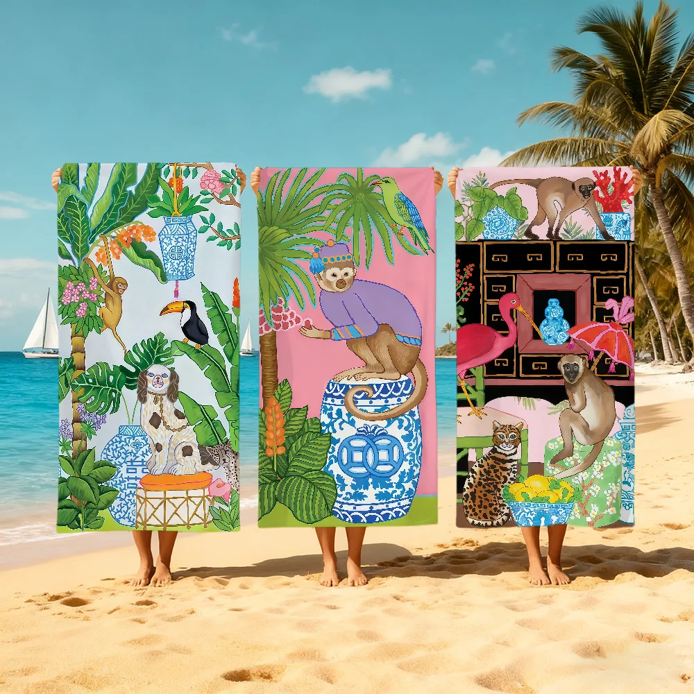 Art Print Staffordshire Dogs Towel Beach Quick Dry Soft Pool Towels Gift for Travel Gym Shower Camping sports