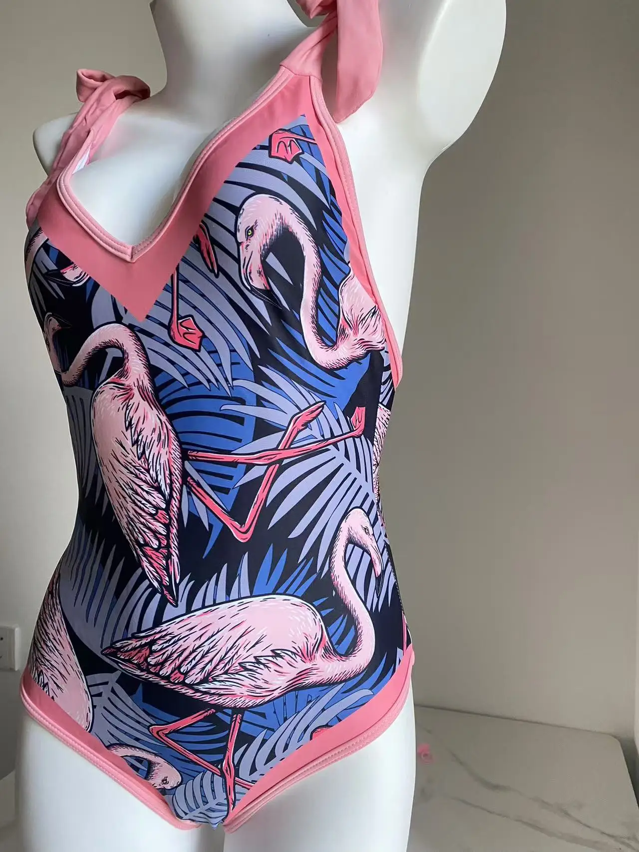 Kleurrijk vogelbadpak Boheemse badmode uit één stuk Vintage vakantiezwemkleding Backless Monokini Push-up sexy strandkleding