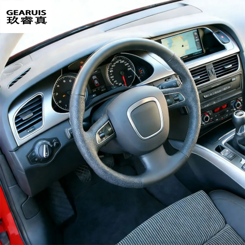 For Audi A4 B8 2009-2016 Car instrument dashboard Center Control Navigation warning Switch button Air outlet Frame Sticker Trim - view 2