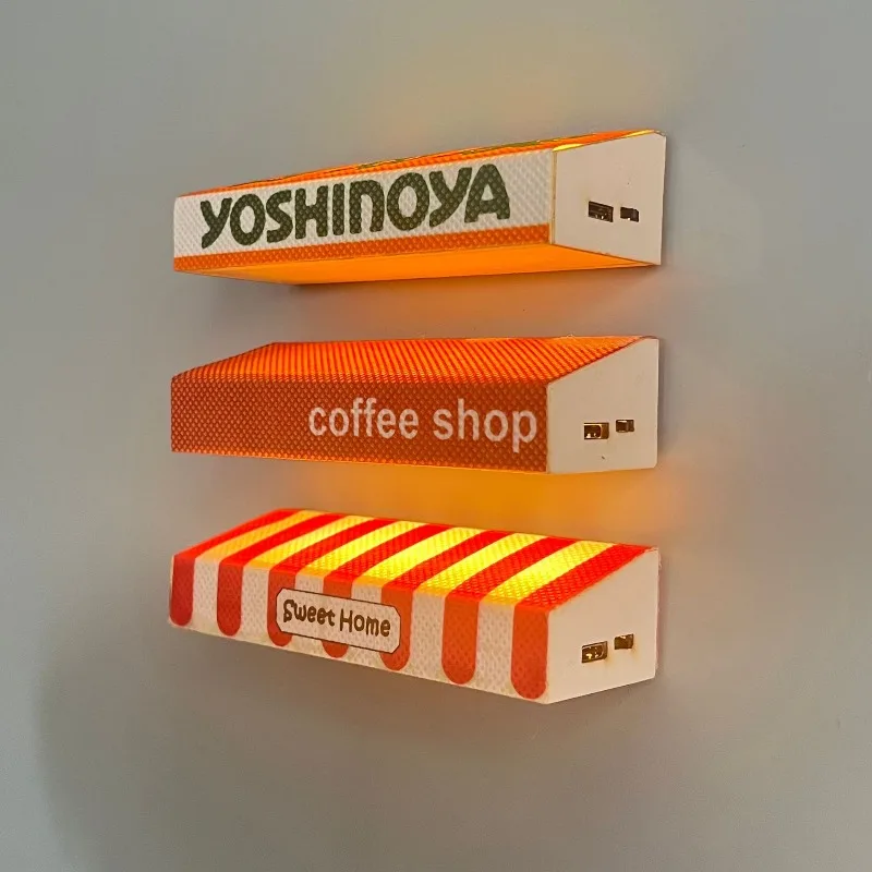 Creative Magnetic Illumination Convenience Store Rain Shed Refrigerator Sticker Home Simulation Miniature Stall Home Atmosphere