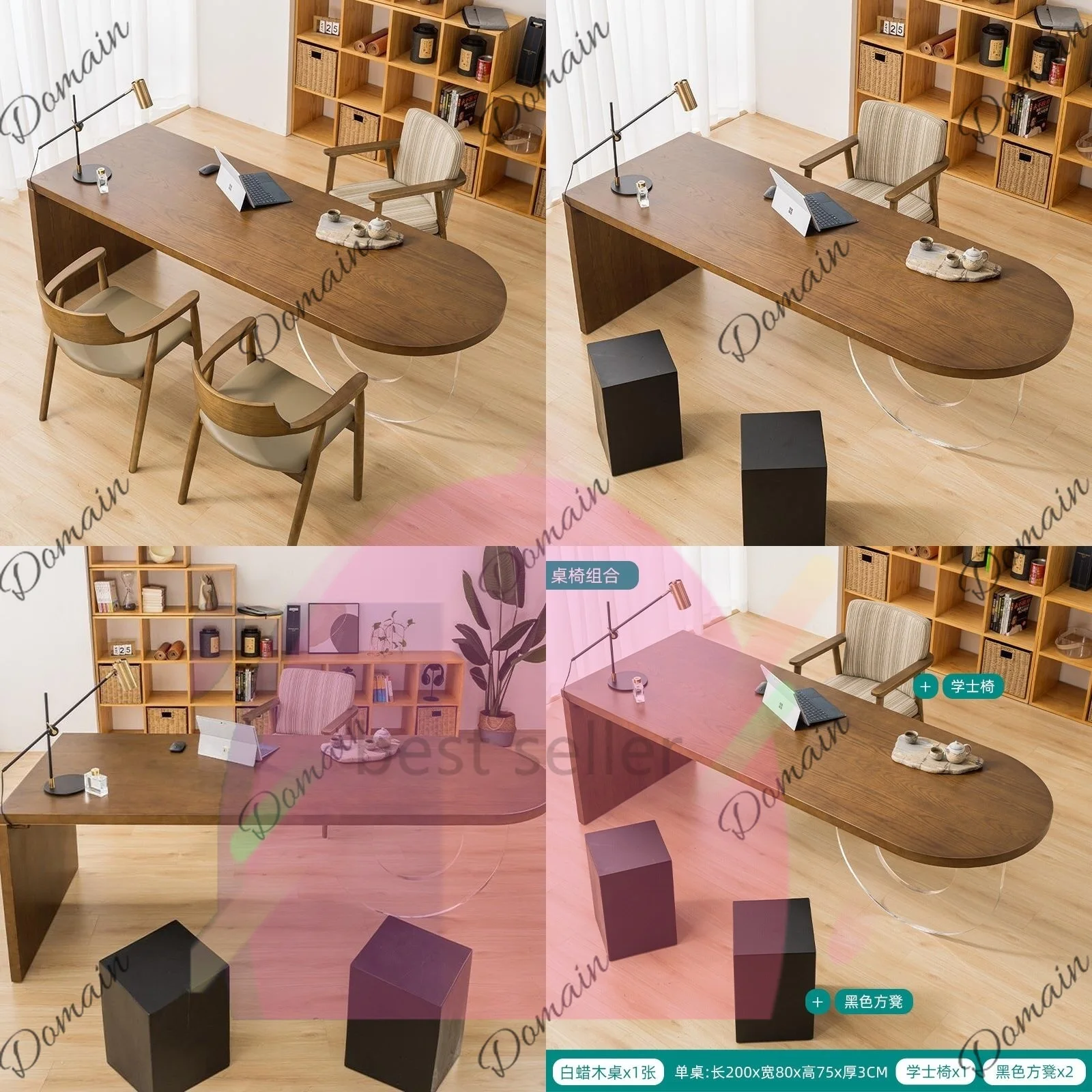 sBc Solid Wood Desk Executive Office Table Ash Wood Creative Computer Desk U-Shaped Acrylic Island Workstation
