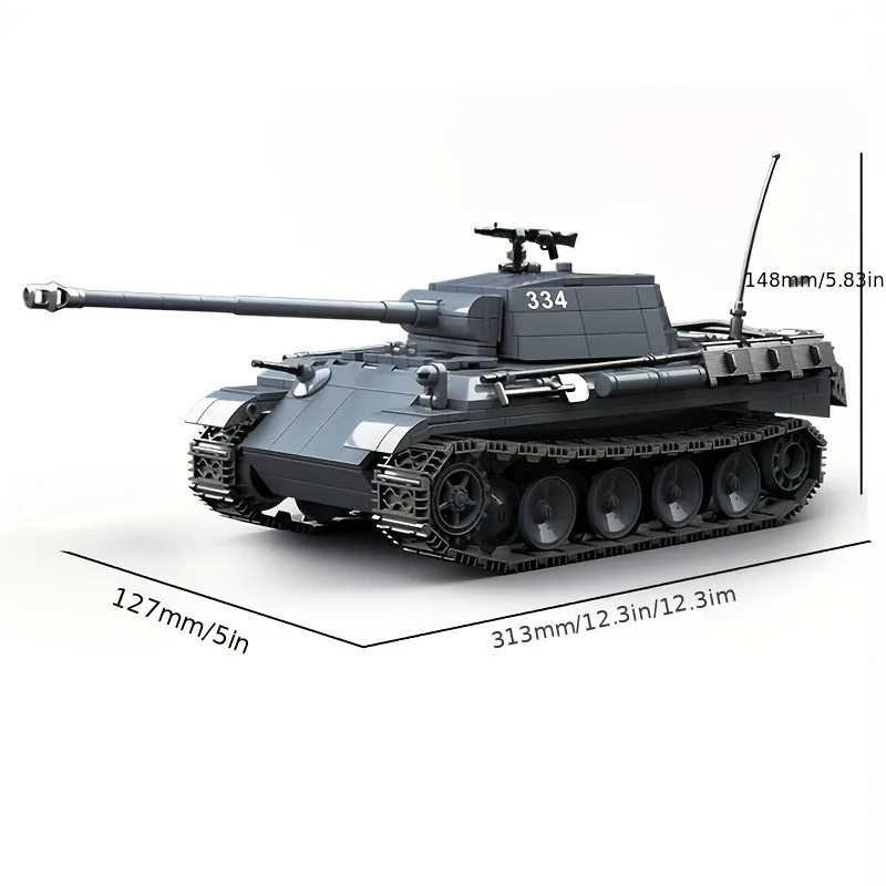 Modello classico di blocchi di costruzione di carri armati girevoli di tipo cingolato, blocchi di costruzione impilati, collezione di blocchi di regali per le vacanze