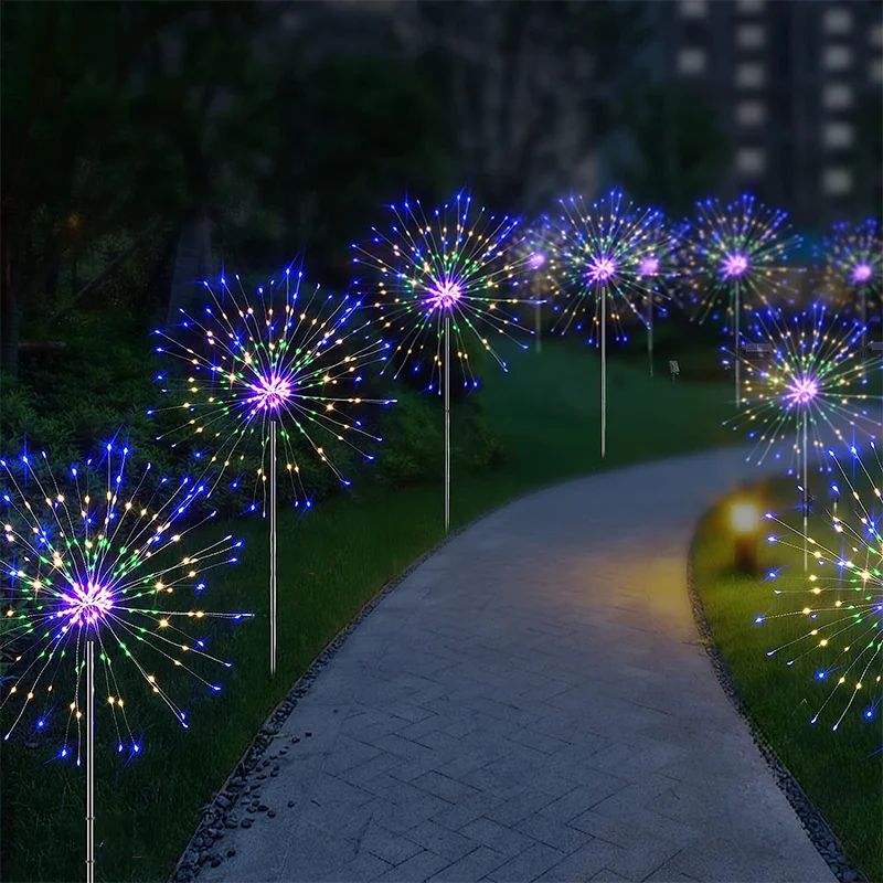 

1 Pack Solar Firework Light Outdoor,IP65 Waterproof Solar Garden Flower Lights with 2 Lighting Modes for Outdoor Lighting