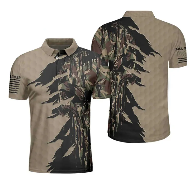 Harajuku Golf 3D Polo Shirt For Men Clothes Hot Sale Short Sleeves Tops Lapel Tee Shirts Summer Cool Streetwear Button T-shirts