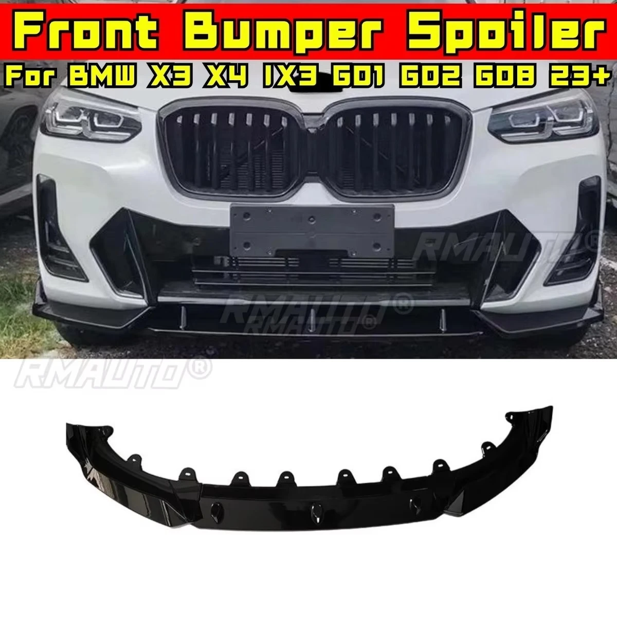 

Car Front Bumper Lip Diffuser Spoiler Glossy Black Modification Part For BMW X3 X4 IX3 G01 G02 G08 2023+ Car Accessories