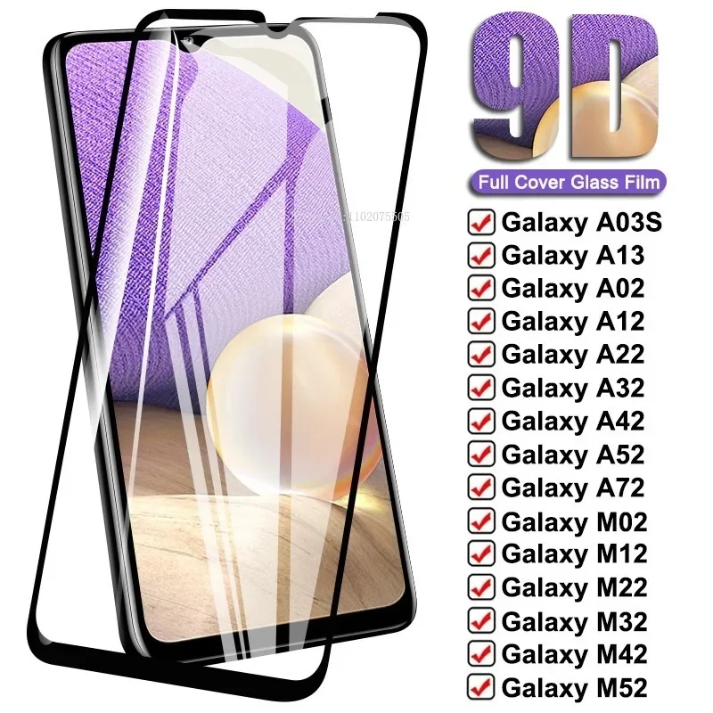 

9D закаленное стекло для Samsung Galaxy A02 S A12 A22 A32 A52 M02 M12 M62 защита для экрана A42 A72 A 22 32 5G M02S A01 стеклянная пленка