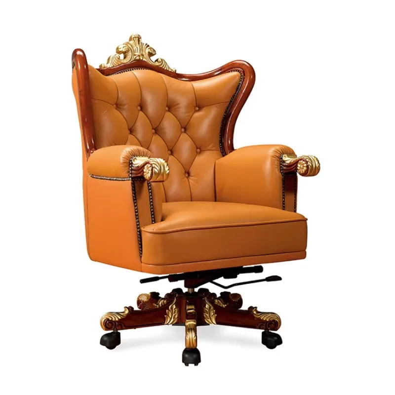Executive Tufted Wing Back Swivel Leather Chair Vintage home office Living room furniture Synthetic leather