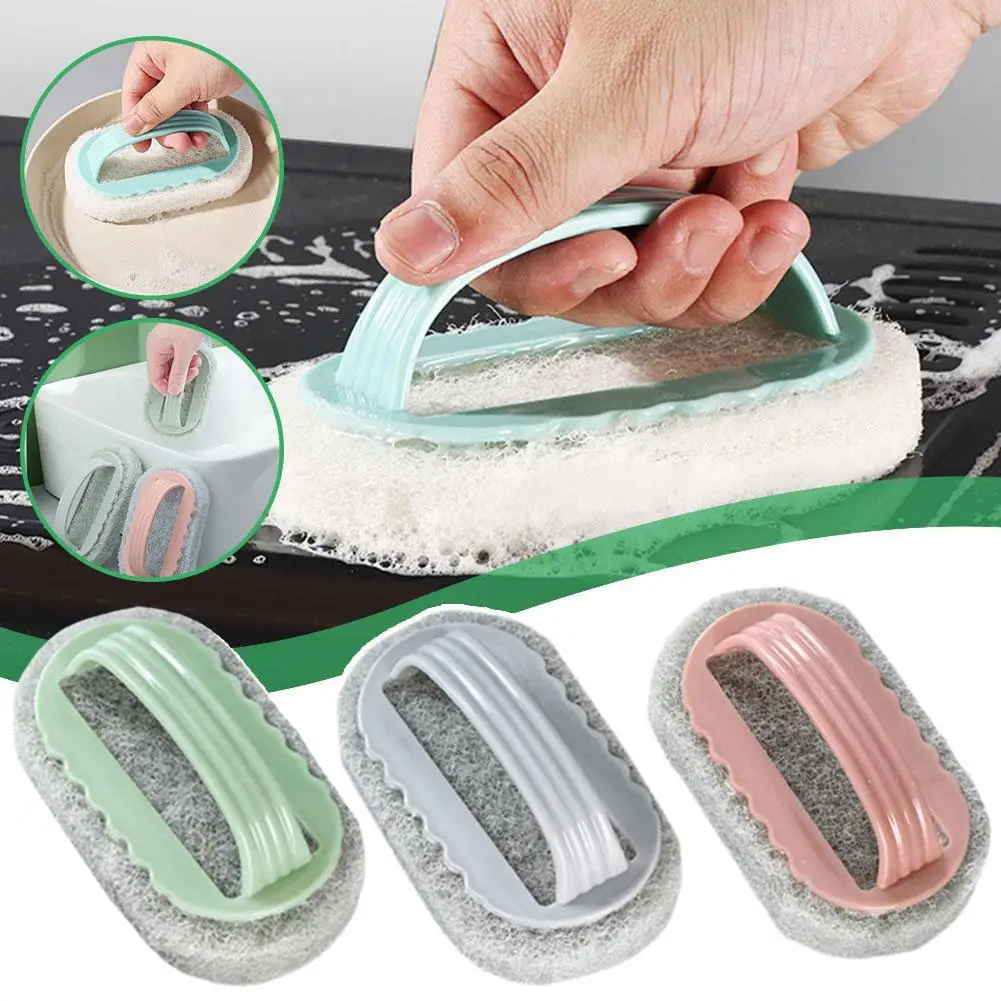 Cepillo de limpieza con mango para cocina, baño, bañera, esponja de fregado fuerte y gruesa, limpieza eléctrica descontaminante T7x9