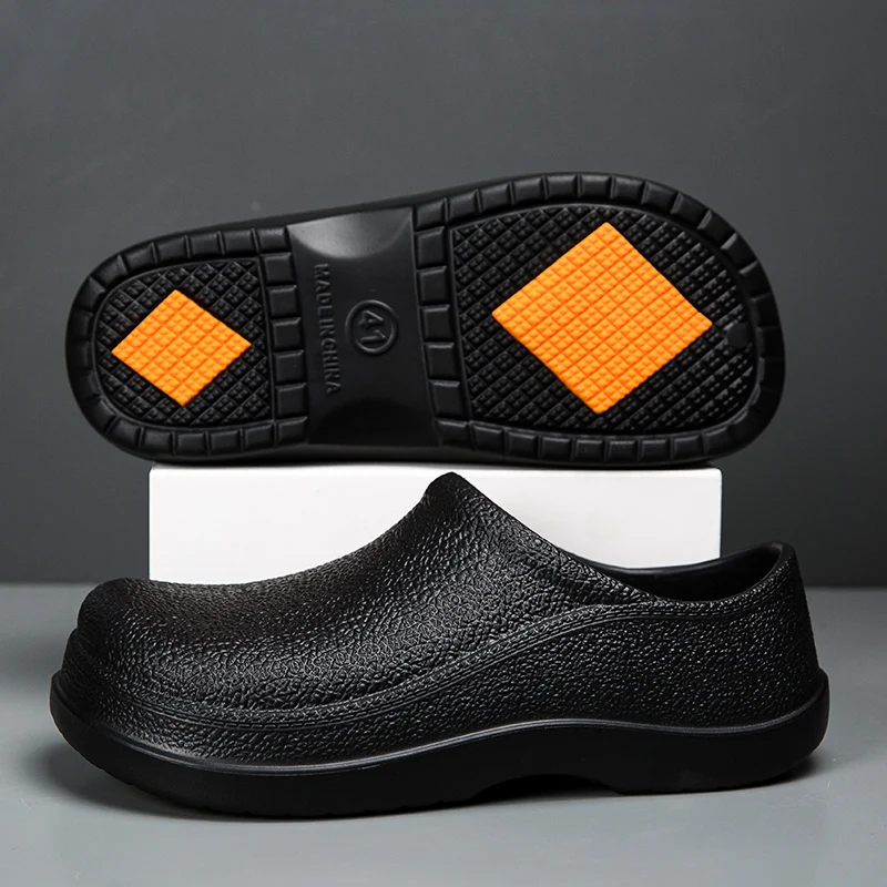 Anti-skid Waterproof Men Chef Shoes Oil Proof Resistant Kitchen Restaurant Working Rubber Sandals Garden Shoes Non Holes