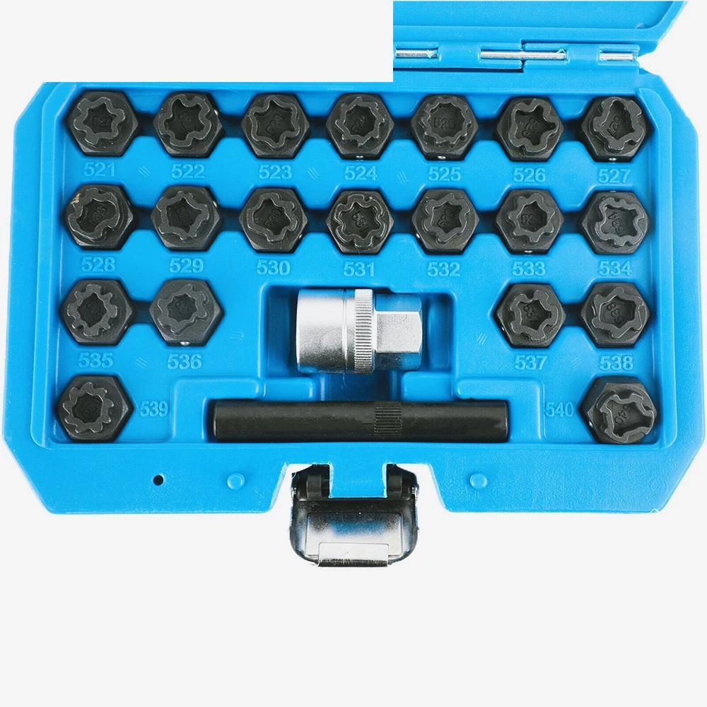

MM-Juego llaves extracción tuercas bloqueo rueda, Kit tornillos antirrobo para llaves especiales VW y adaptador accionami