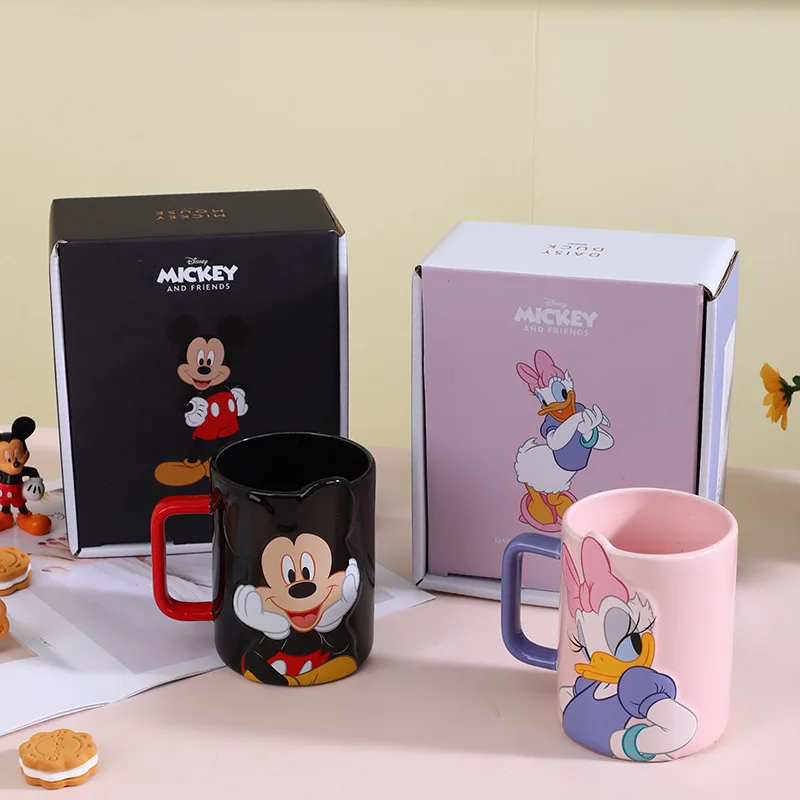 Mickey Minnie Disney Cup Gift Box Large Capacity Handle Cup Ceramic Cup Cartoon Children's Mug Milk Cup Coffee Cup Gift