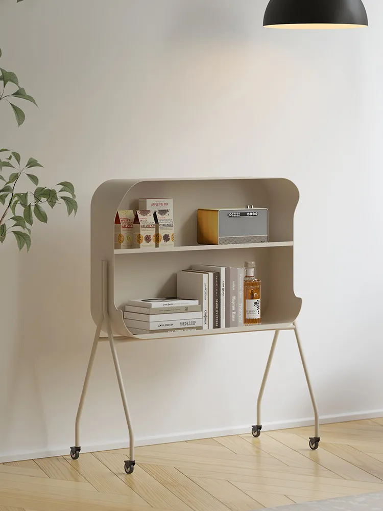 CX removable floor-to-ceiling, multi-layer bookshelf with wheels, simple modern living room against the wall