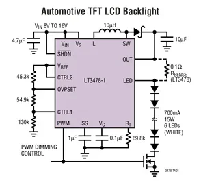 LT3478EFE LT3478IFE LT3478 - 4.5A Monolithic LED Drivers with True Color PWM Dimming
