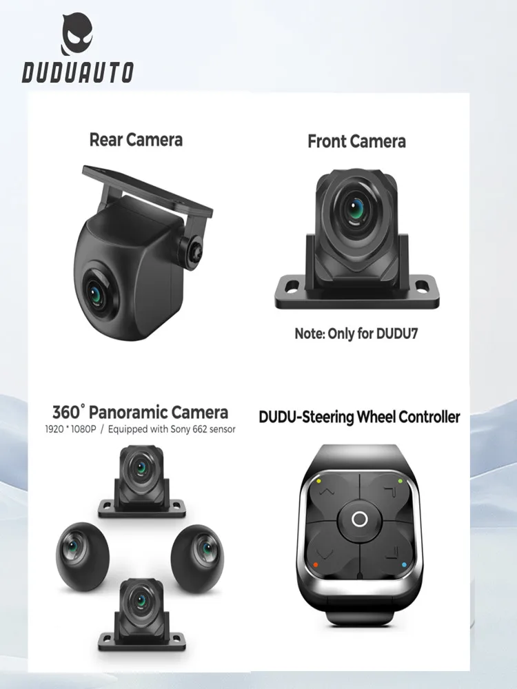 DUDUAUTO DUDU DUDU7 Akcesoria samochodowe: Kamera cofania 662, Kamera przednia, Kamera panoramiczna 360 stopni, Kontroler Bluetooth,Czujnik ciśnienia w oponach TPMS, Bluetooth OBD2, Rejestrator — 2
