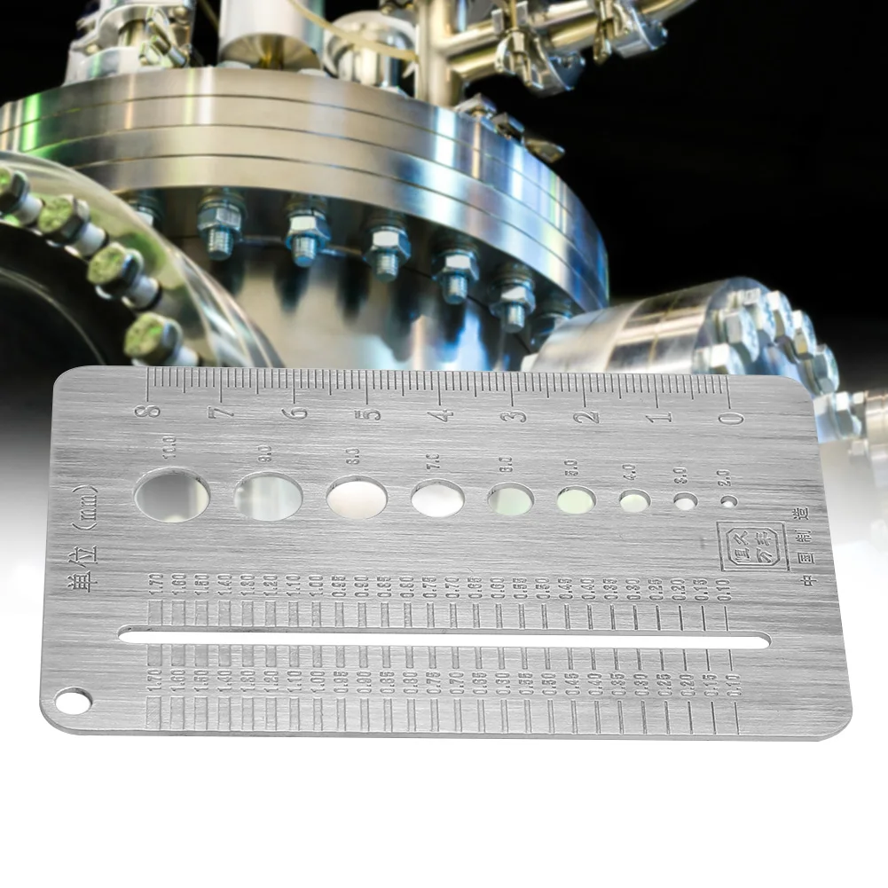 Stainless Steel Bolt Nut Template Ruler Diameter Measuring Gauge Dual Scale Metric Inch Thread Size Identifier Precision Tool