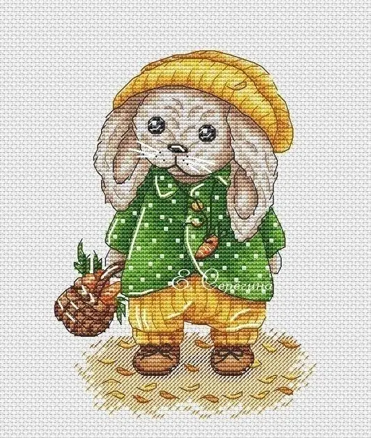 

Cute Rabbit Carrying Basket 22-27 Cross Stitch Kit Aida Count Unprint Canvas Stitches Embroidery DIY Handmade Needlework