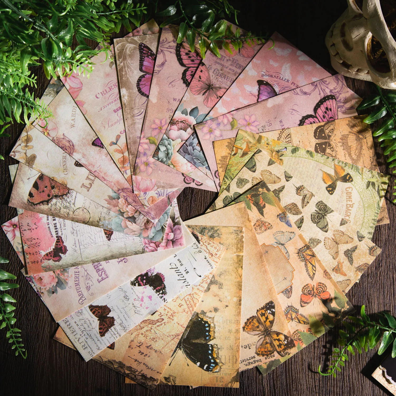 30 Blatt Vintage-Schmetterlings-Themenmaterial, Papier, Planer, dekoratives Scrapbooking, Tagebuch, Hintergrundpapier, Bastelbedarf