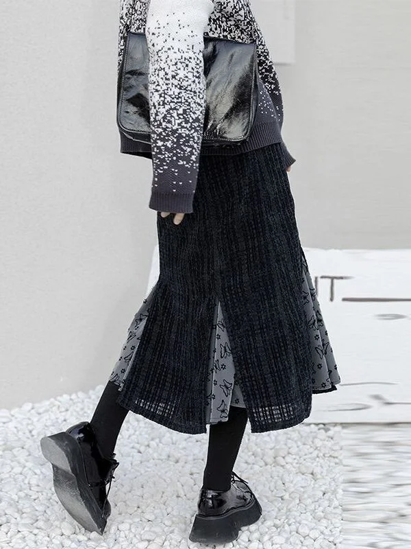 plus Size Mid-Length Woolen Split Skirt Women's Autumn Winter High Waist Tummy Control Slimming Belly Cover Fish Tail Skirt