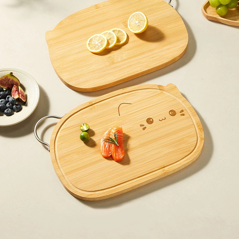 Chopping Board For Home Kitchen Cutting Vegetables And Fruits Double-sided Food Grade Bamboo Chopping Board With Handle
