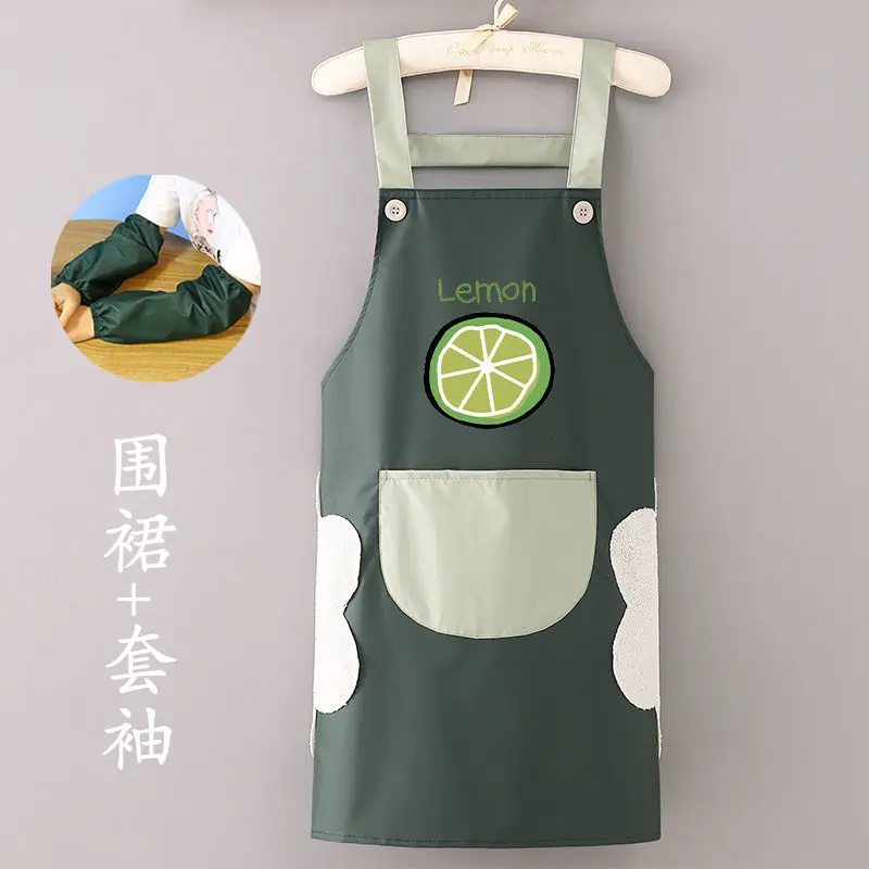 Kitchen Aprons for Woman Men Chef Work Apron for Grill Restaurant Bar Shop Cafes Beauty Nails Studios Uniform Avocado Lemon