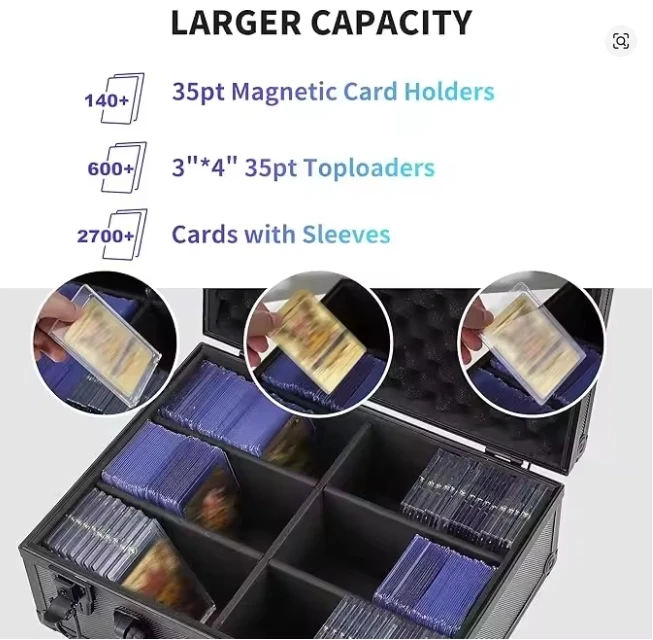 PSA Card Storage Box Organizer Graded Card Case Versatile with EVA Foam Protection Deck Box for TCG PSA CCG BGS Sports Card