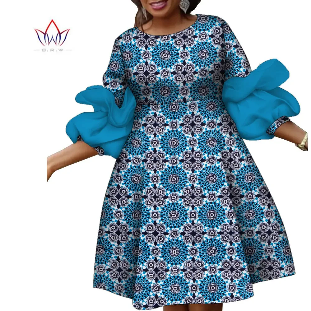 

Custom African Print Dresses for Women Dashiki Knee Length Dress Party Causal Plus Size Dress Ankara African Women Clothes Wy672