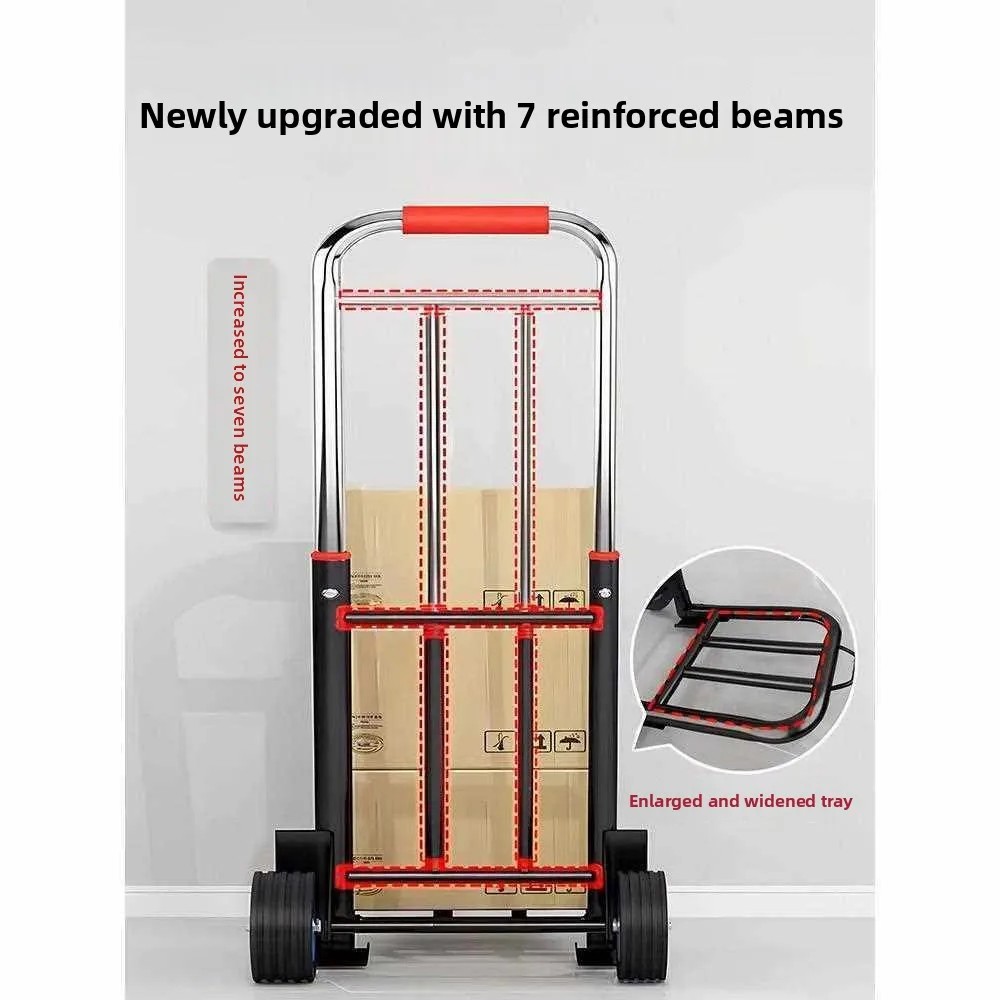 Portable Folding Shopping Cart Stainless Steel Hand Push Cart Luggage Box Cargo Pulling Handcart for Vegetable Buying And Goo...