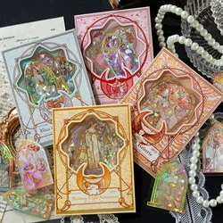 20 pcs laser Bronzing Mucha theme Stickers pack Decorative Diary Album Scrapbooking material Stationery Sticker