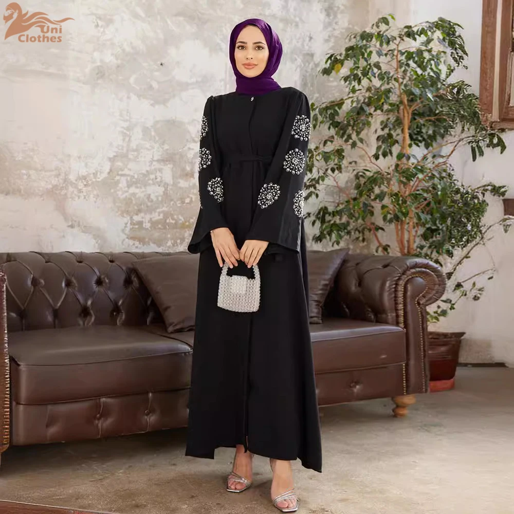 Ramadan Eid Beading Luxury Abaya Dubai Islam Muslim Kaftan Modest Dress Prayer Clothes For Women Kebaya Robe Musulmane Femme