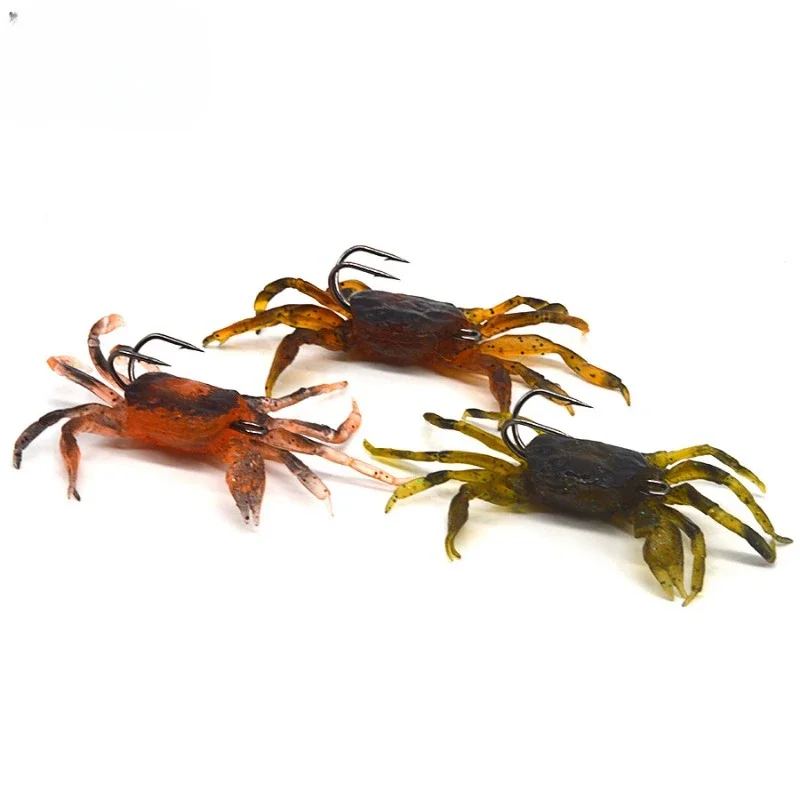 1PCS Silicone Mold Winter Fishing Bait Jig Crab Soft Artificial Lures 3D Simulation Multicolour For Fish With Hooks Sea Lures